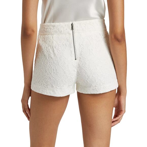 ALICE + OLIVIA OFF WHITE FLORAL LACE FITTED SHORTS MID RISE WOMEN’S SIZE 14 NWT - Picture 4 of 5